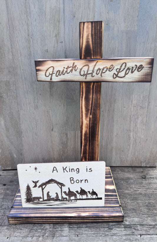 Wooden Cross Card Display